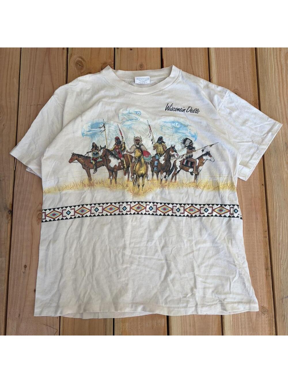 1991 Wisconsin dells cowboy Native American tee aop